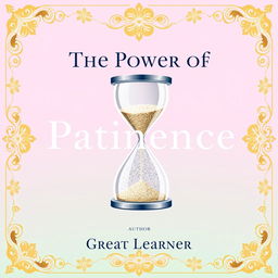 An elegant book cover design for 'The Power of Patience' by Great Learner, featuring a beautiful decorative border made of intricate floral patterns in soft gold tones