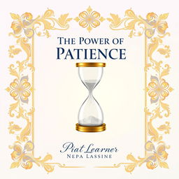 An elegant book cover design for 'The Power of Patience' by Great Learner, featuring a beautiful decorative border made of intricate floral patterns in soft gold tones