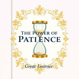 An elegant book cover design for 'The Power of Patience' by Great Learner, featuring a beautiful decorative border made of intricate floral patterns in soft gold tones
