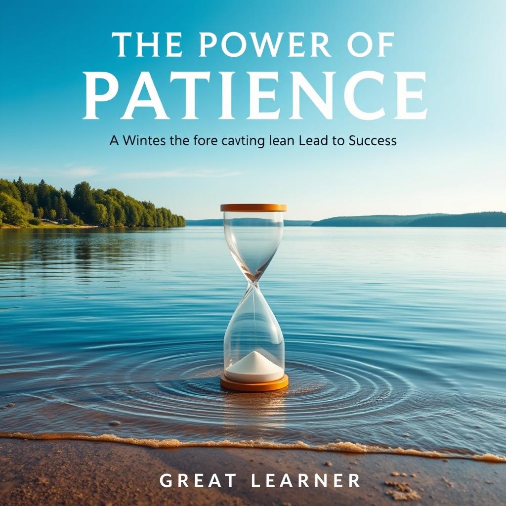 A stunning book cover design for 'The Power of Patience: How Waiting Can Lead to Success' by Great Learner