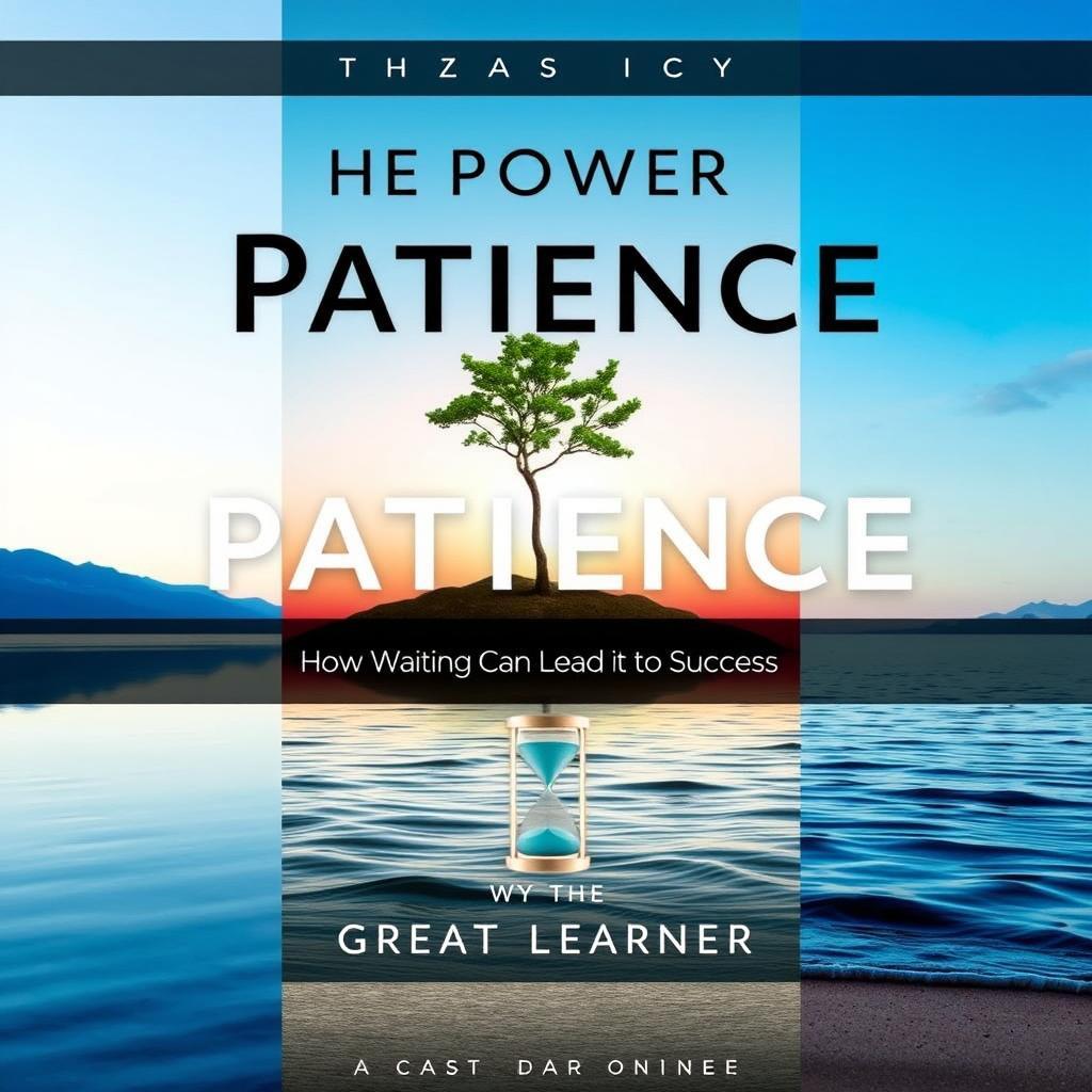 A book cover for 'The Power of Patience: How Waiting Can Lead to Success' by Great Learner, featuring an artistic representation of calmness, resilience, and strength