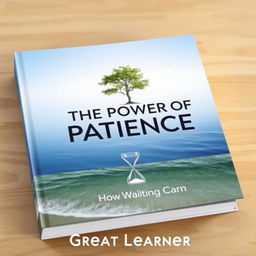 A book cover for 'The Power of Patience: How Waiting Can Lead to Success' by Great Learner, featuring an artistic representation of calmness, resilience, and strength