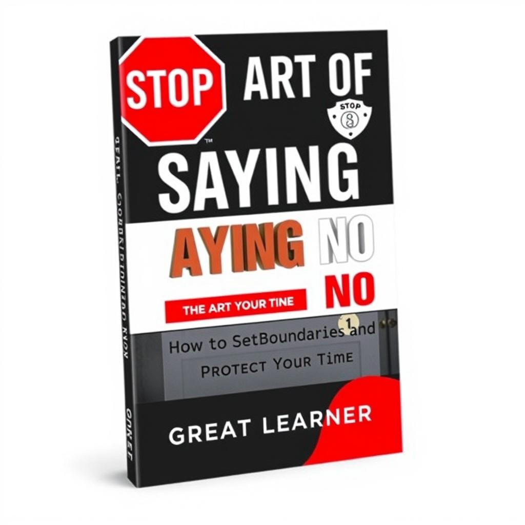 A book cover for 'The Art of Saying No: How to Set Boundaries and Protect Your Time' by Great Learner