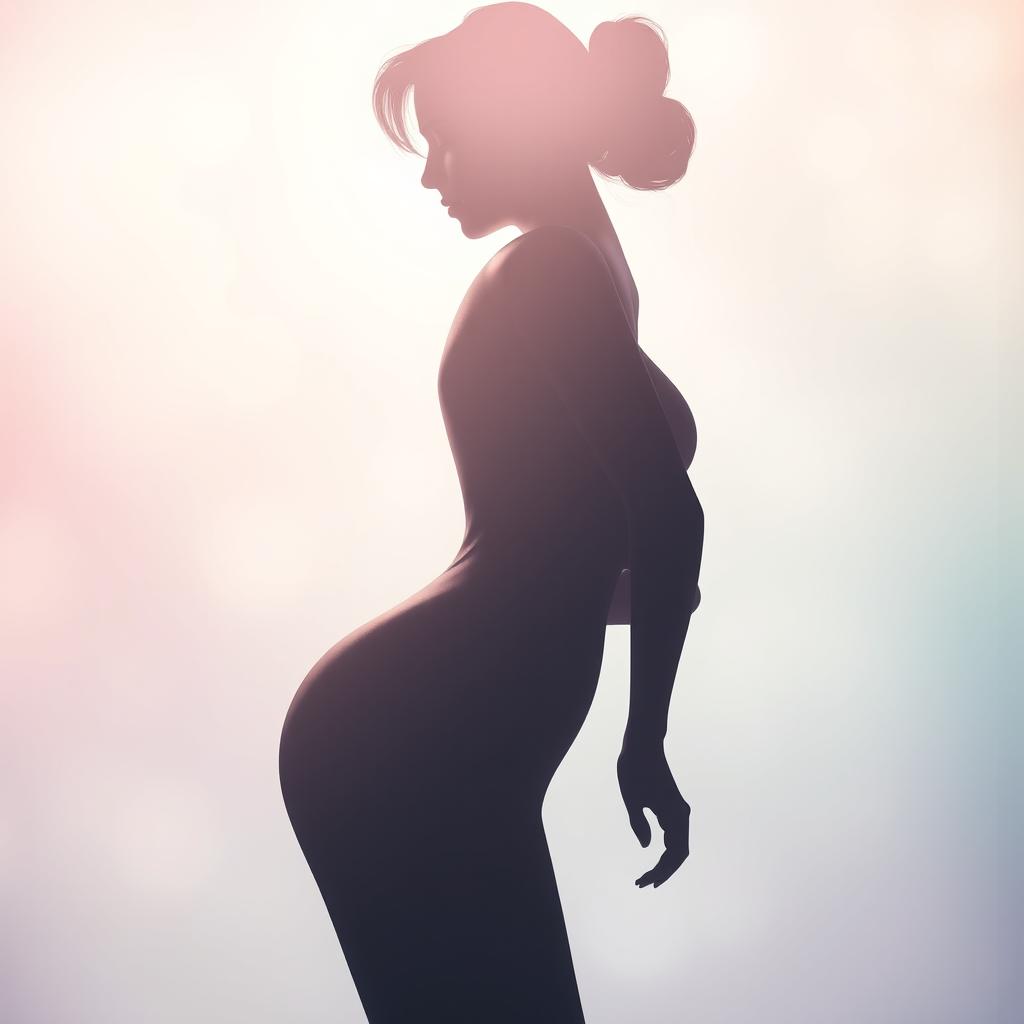 A beautiful and artistic rendition of a silhouette of a woman with voluptuous curves, accentuating her natural beauty