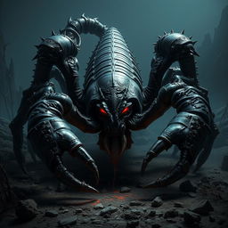 A menacing giant scorpion, exuding a palpable sense of evil