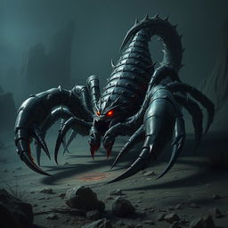 A menacing giant scorpion, exuding a palpable sense of evil