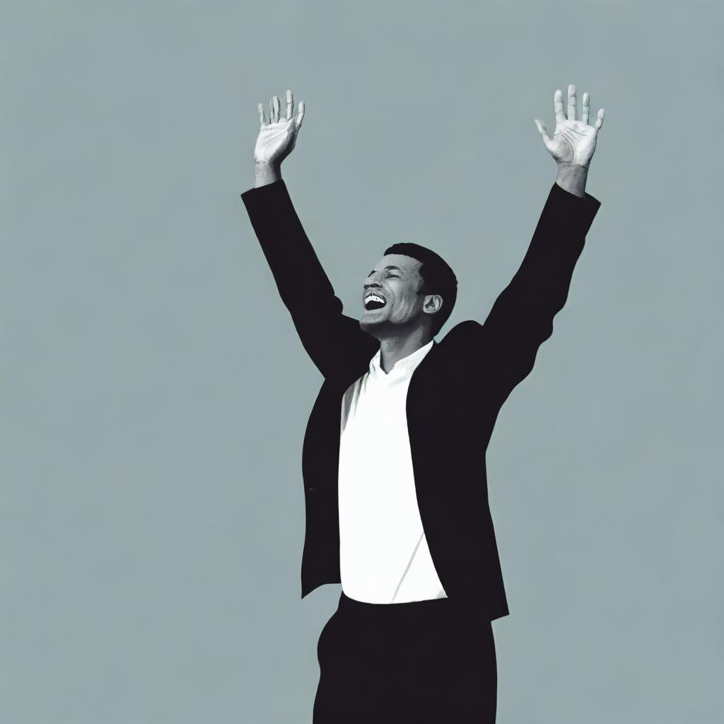 A vector image of a man standing, his right hand raised in a wave of goodbye.