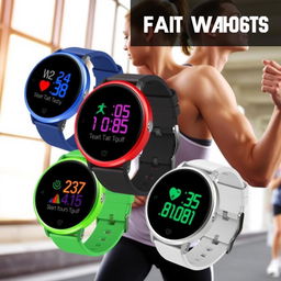 A set of round flat sports watches designed for active individuals