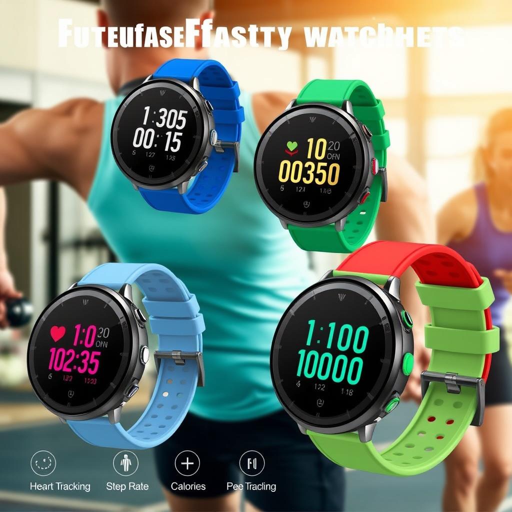 A set of round flat sports watches designed for active individuals