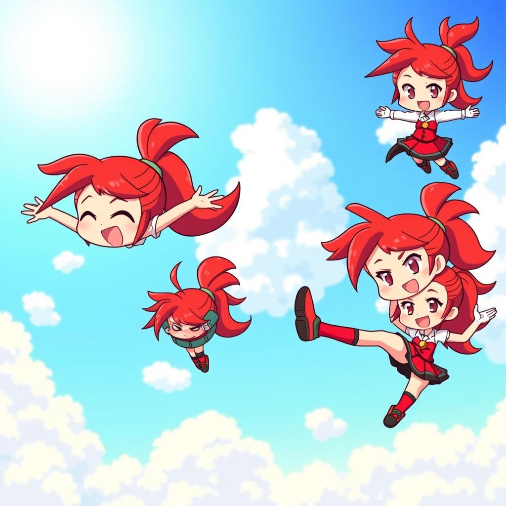 Chibi art of Yoko Littner from Gurren Lagann, featuring her distinct red hair styled in a high ponytail