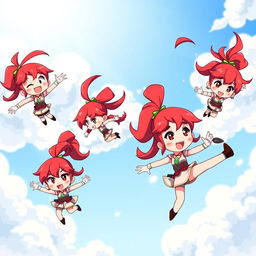 Chibi art of Yoko Littner from Gurren Lagann, featuring her distinct red hair styled in a high ponytail