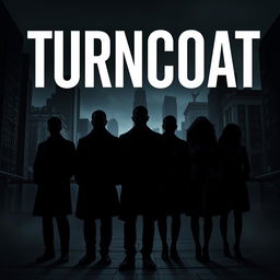 A striking mystery book cover for the title "TURNCOAT" in bold white letters at the top