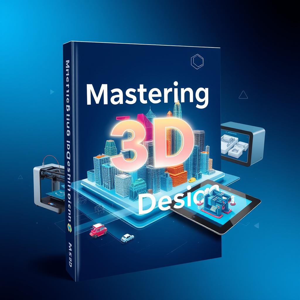 A cover design for a book about 3D design, featuring a blend of digital and physical elements