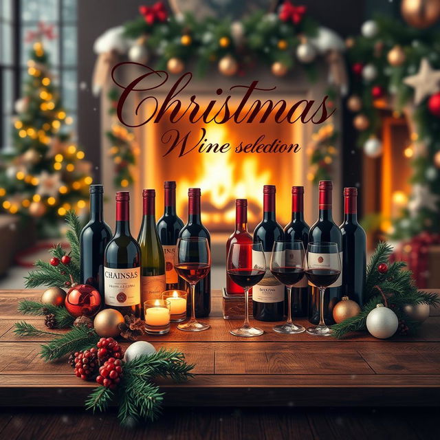 A festive and elegant Christmas wine catalog cover design for a company