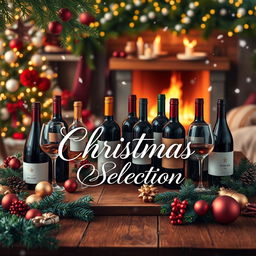 A festive and elegant Christmas wine catalog cover design for a company