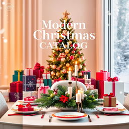 A modern Christmas catalog cover featuring a chic and stylish design