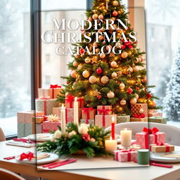 A modern Christmas catalog cover featuring a chic and stylish design