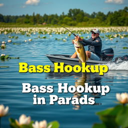 A realistic thumbnail for a video capturing a fisherman on a calm lake, expertly catching a large bass from a sleek, modern boat