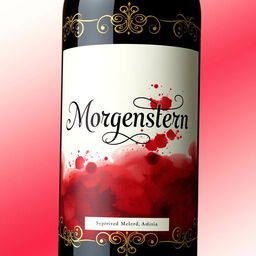 A beautifully designed label for a wine bottle featuring a unique color gradient resembling the deep, rich hue of morgenstern blood