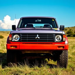 A classic generation one Mitsubishi Pajero short wheelbase (SWB), characterized by its rectangular headlights