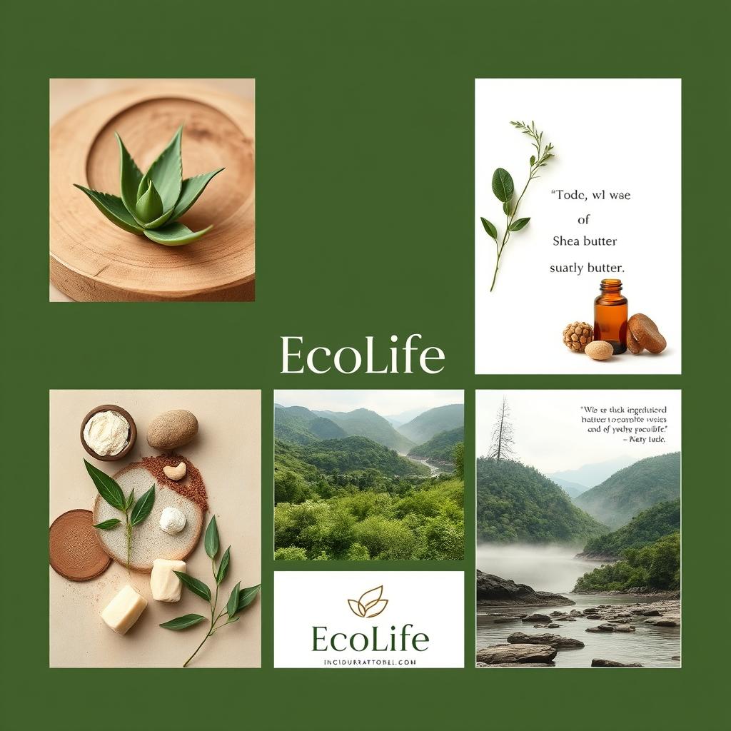 A moodboard for a new brand called EcoLife that specializes in natural cosmetics