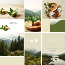 A moodboard for a new brand called EcoLife that specializes in natural cosmetics