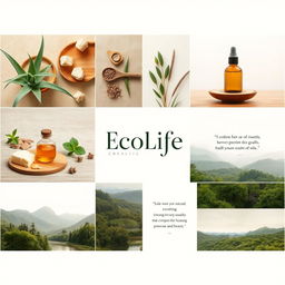 A moodboard for a new brand called EcoLife that specializes in natural cosmetics