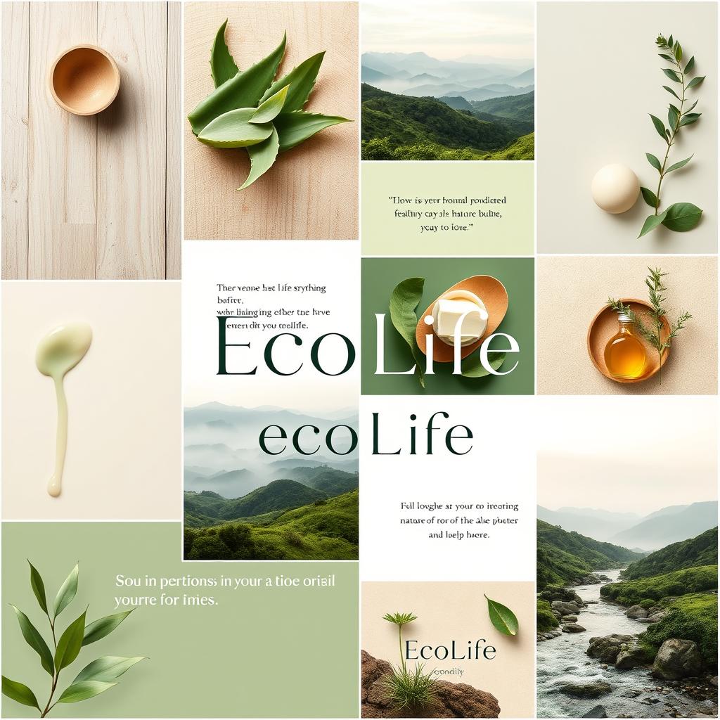 A moodboard for a new brand called EcoLife that specializes in natural cosmetics