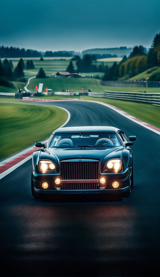 Hearse car racing on the Nurburgring.