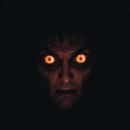 A menacing, pulp style character evoking a sense of evil, its eyes glowing ominously in the dark