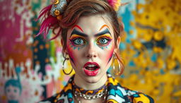 A striking portrait of a girl who is transgender, embodying the vibrant style associated with contemporary 'woke' culture