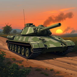 A detailed illustration of the Amx 30 B2 tank, showcasing its unique features such as the characteristic rounded turret, long barrel, and camouflage paint scheme