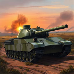 A detailed illustration of the Amx 30 B2 tank, showcasing its unique features such as the characteristic rounded turret, long barrel, and camouflage paint scheme