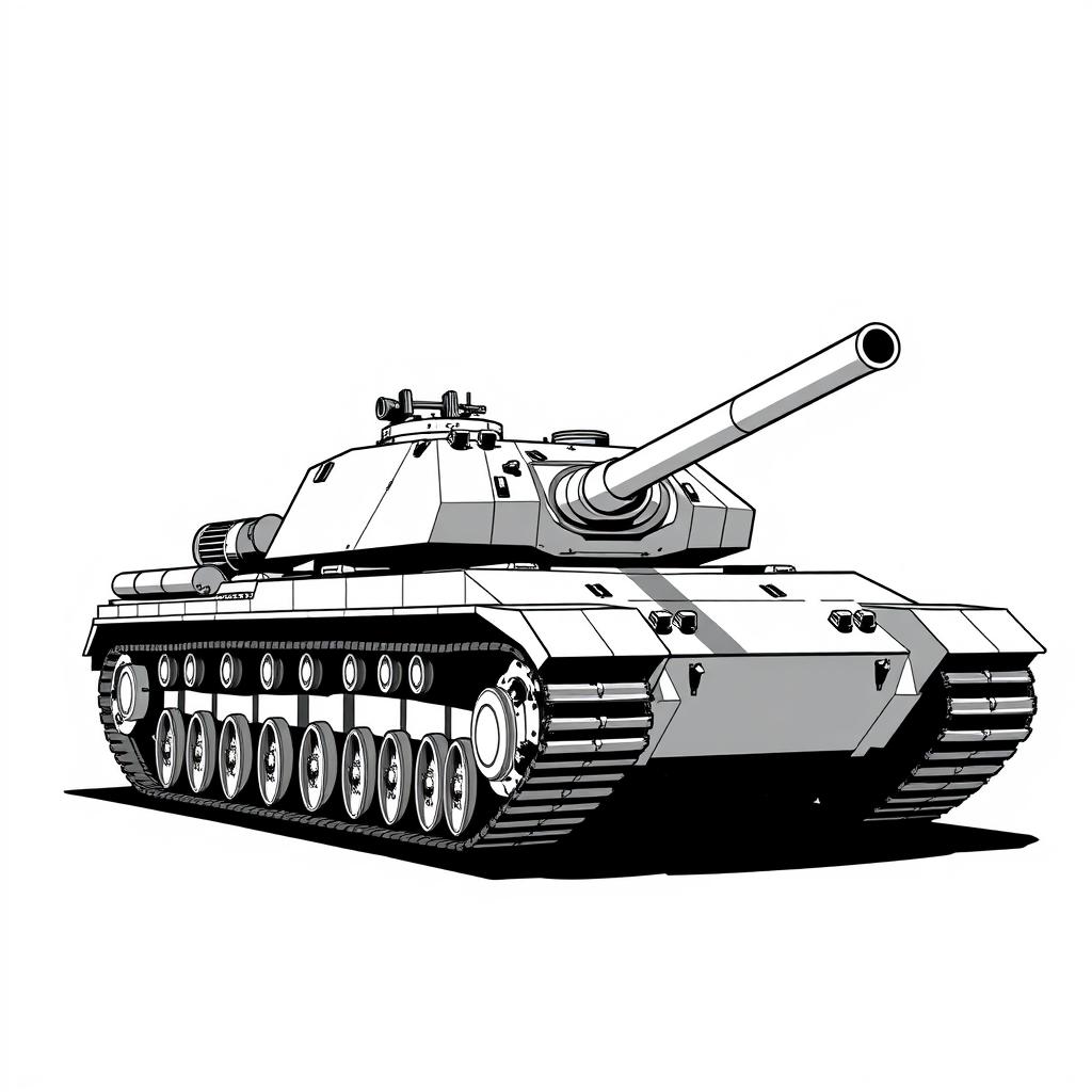 A 2D black and white illustration of the Amx 30 B2 tank