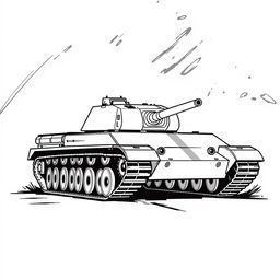 A 2D black and white illustration of the Amx 30 B2 tank