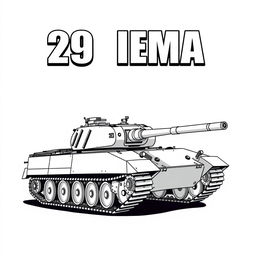 A 2D illustration of the AMX 30 B2 tank depicted in black and white