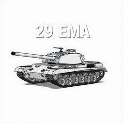 A 2D illustration of the AMX 30 B2 tank rendered in black and white, showcasing its distinctive features and details