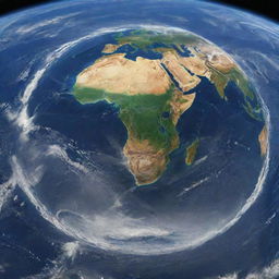 The planet Earth geographical view, with a fabric stripe precisely wrapped around the equator