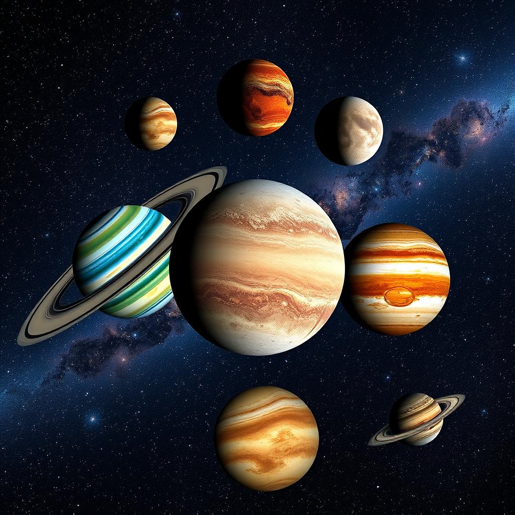 A breathtaking collection of images showcasing various planets and stars in our universe