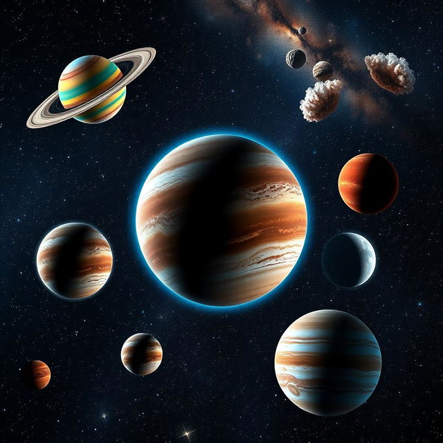 A breathtaking collection of images showcasing various planets and stars in our universe