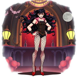 A full-body anime-style illustration of Frank-N-Furter from 'The Rocky Horror Picture Show', depicted in a confident stance while wearing high heels