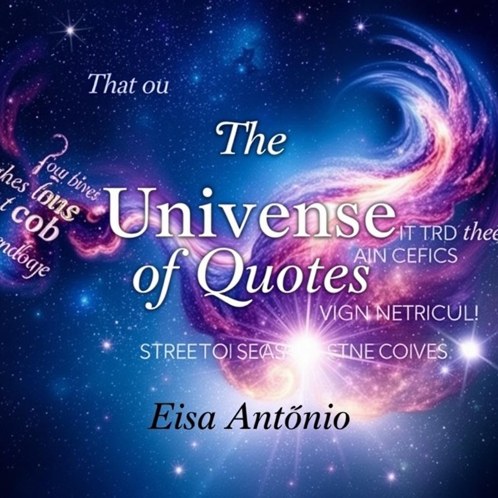 A visually captivating book cover for the Wattpad application, themed around 'the universe of quotes' featuring famous quotes from movies, series, and books