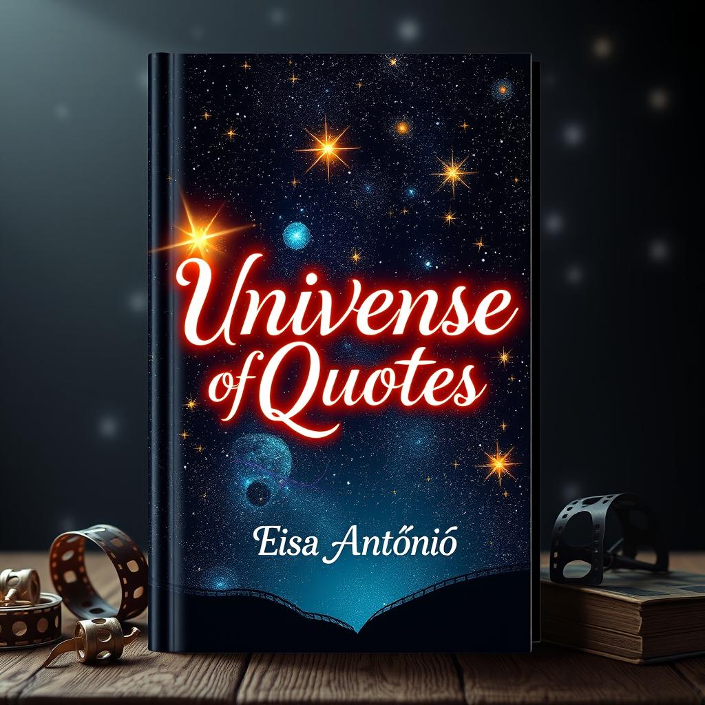 A stunning book cover designed for the Wattpad application, centered around the theme 'universe of quotes', showcasing a blend of quotes from movies, series, and books