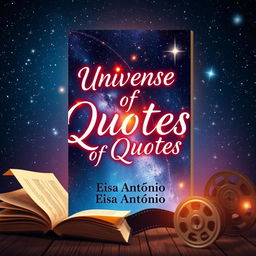 A stunning book cover designed for the Wattpad application, centered around the theme 'universe of quotes', showcasing a blend of quotes from movies, series, and books