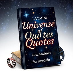 A stunning book cover designed for the Wattpad application, centered around the theme 'universe of quotes', showcasing a blend of quotes from movies, series, and books