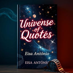 A stunning book cover designed for the Wattpad application, centered around the theme 'universe of quotes', showcasing a blend of quotes from movies, series, and books