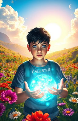 A captivating science fiction scene depicting a 14-year-old boy named Joana Garter, who has just been sent from Mars to Earth after a catastrophic event