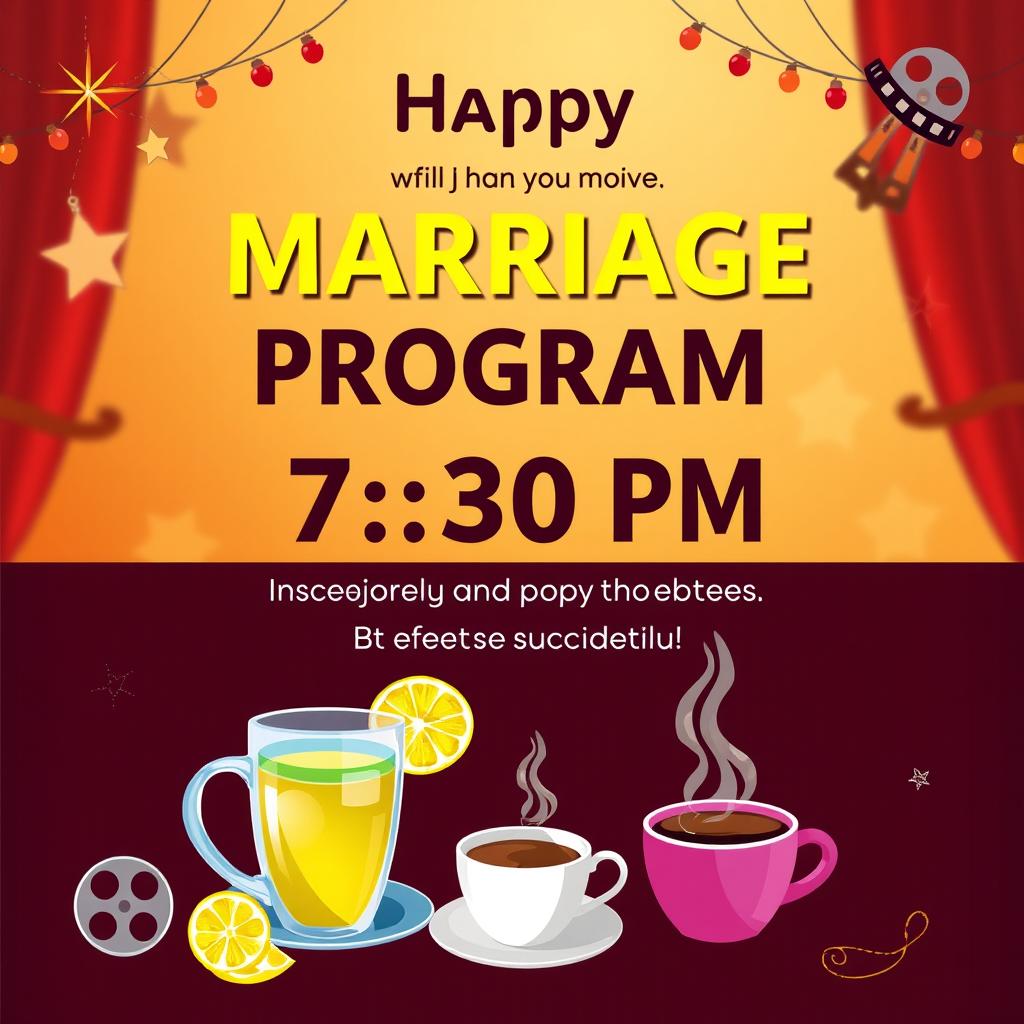 An inviting and friendly poster announcing a marriage program scheduled for 7:30 PM