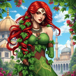 A vibrant and detailed depiction of Poison Ivy in a Turkish context