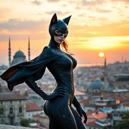 A stunning interpretation of Catwoman dressed in a Turkish style